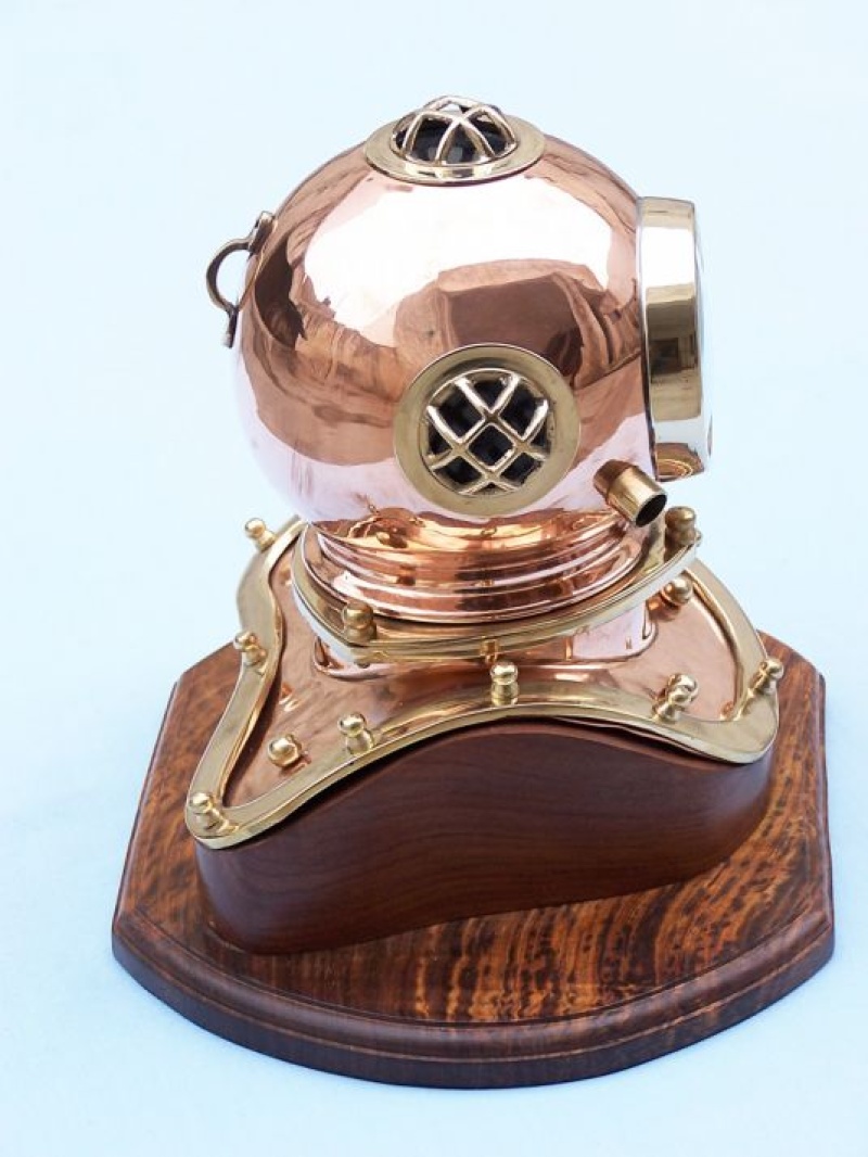 Copper Decorative Diver's Helmet Clock 12"