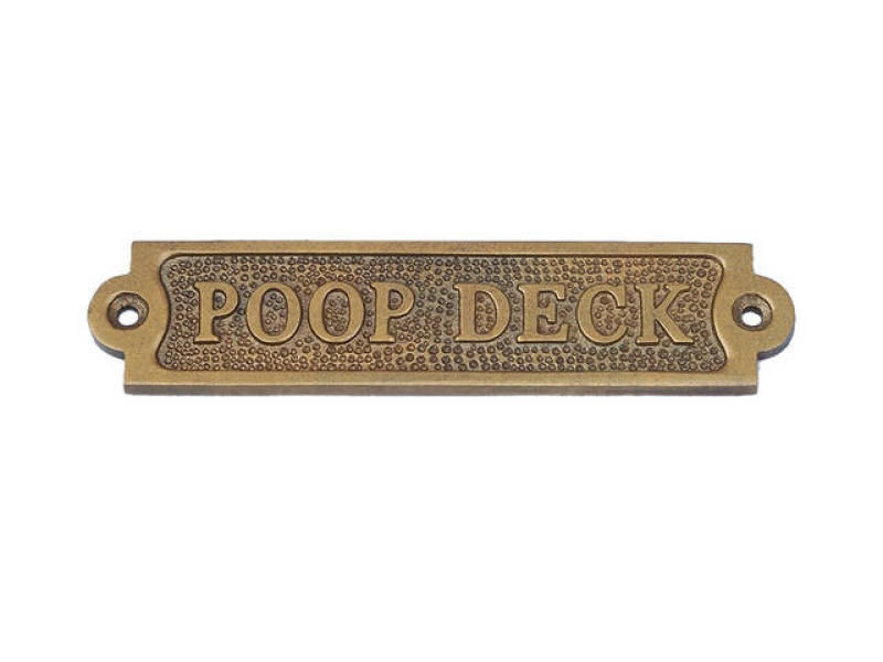 Antique Brass Poop Deck Sign 6"