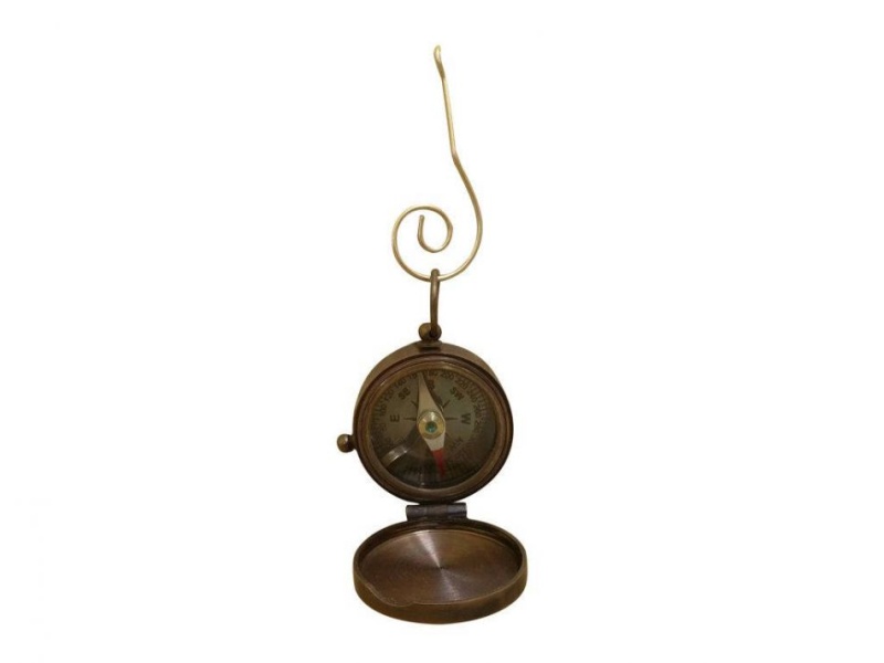 Antique Copper Compass With Lid Christmas Ornament 4"