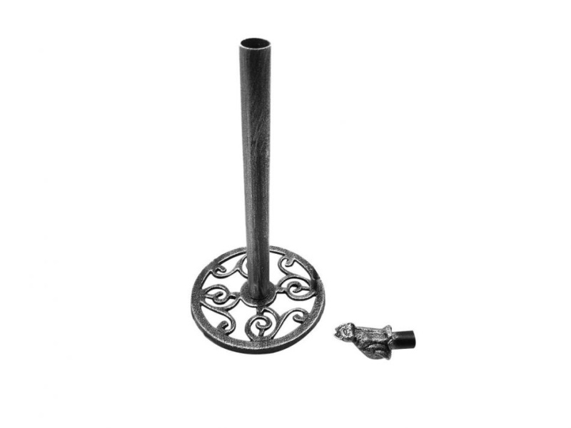 Rustic Silver Cast Iron Sitting Cat Toilet Paper Stand 16"