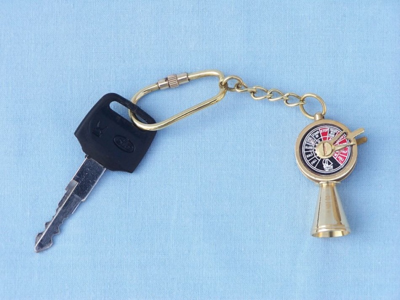 Solid Brass Titanic Engine Telegraph Keyring 5"