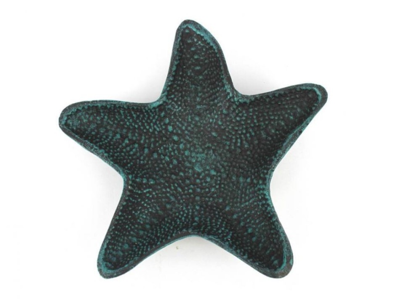 Seaworn Blue Cast Iron Starfish Decorative Bowl 8″