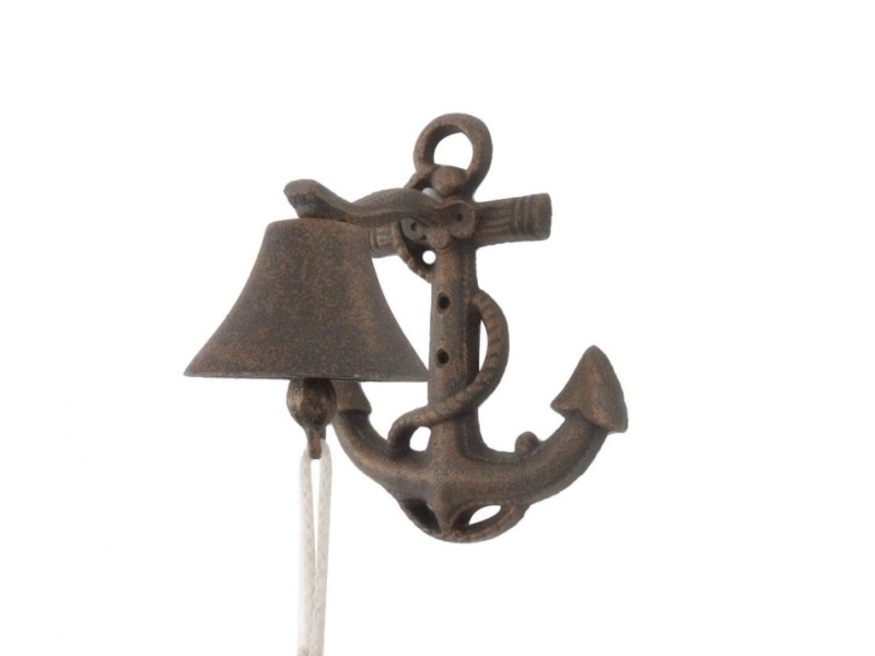 Rustic Copper Cast Iron Wall Mounted Anchor Bell 8"