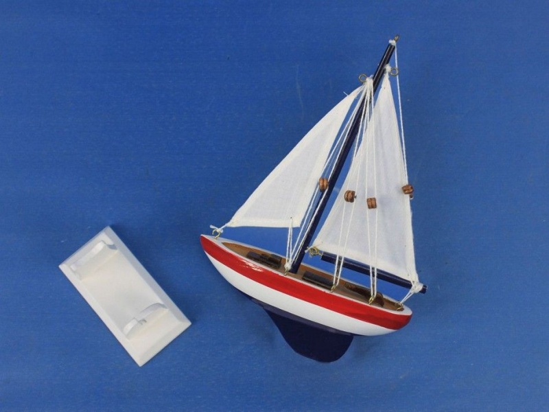 Wooden Usa Sailer Model Sailboat Decoration 9"
