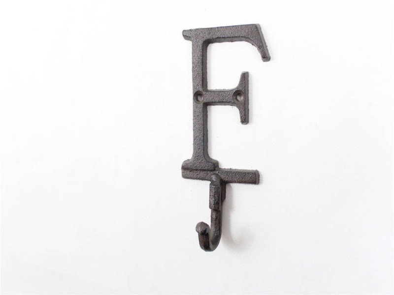 Cast Iron Letter F Alphabet Wall Hook 6"