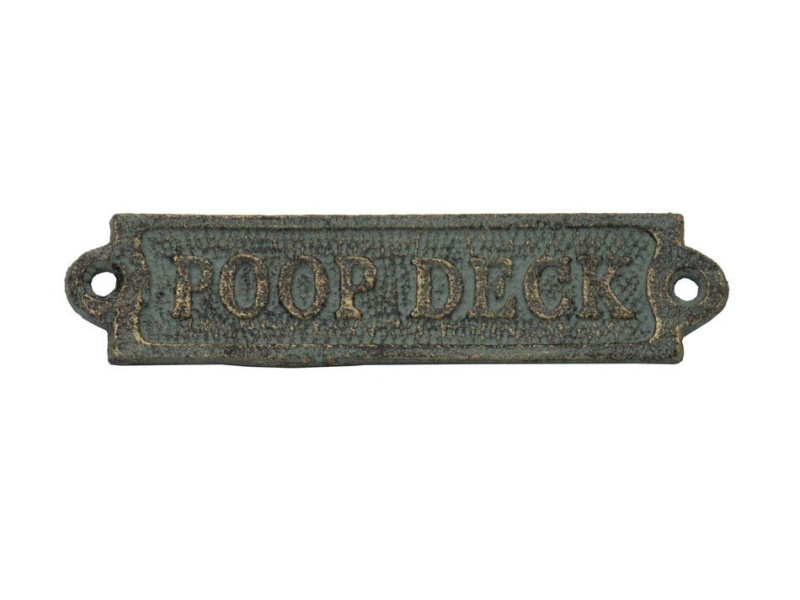 Antique Seaworn Bronze Cast Iron Poop Deck Sign, 6"