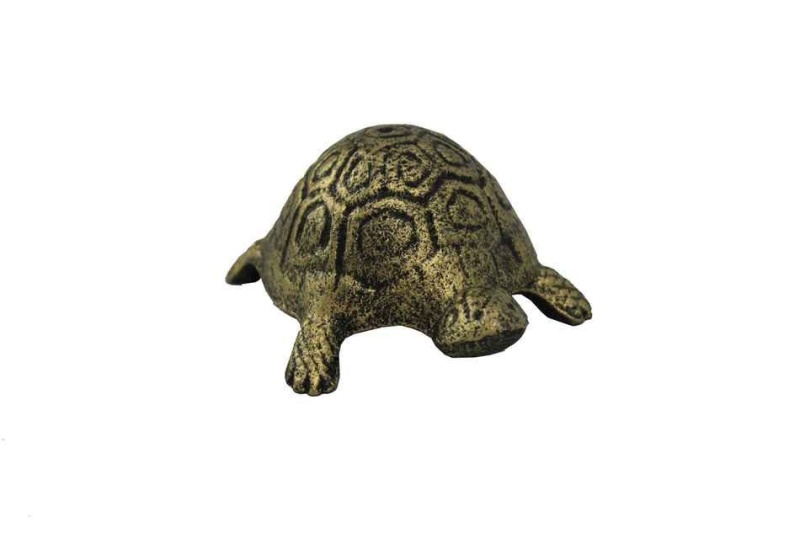 Antique Gold Cast Iron Turtle Paperweight 5"