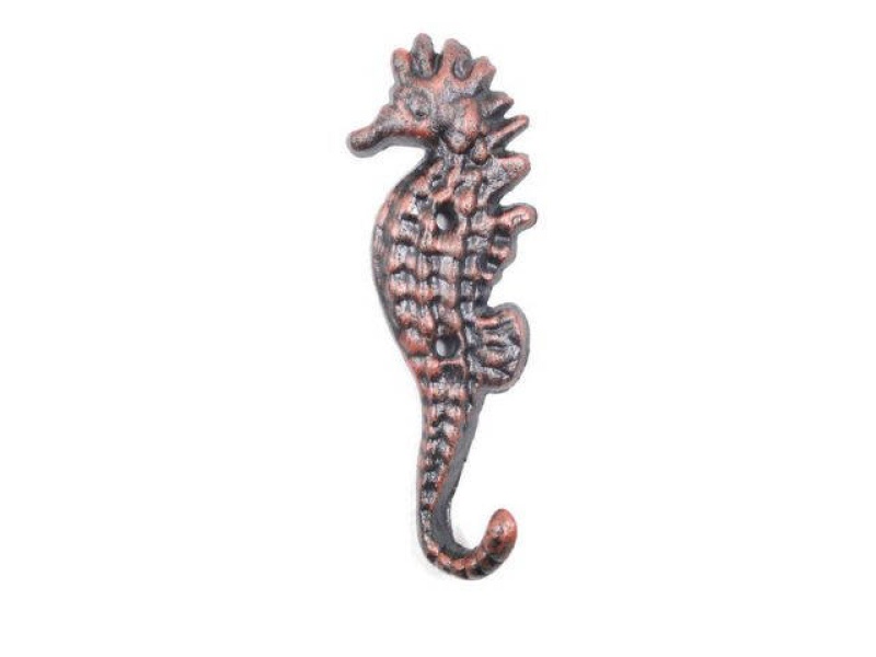Rustic Copper Cast Iron Seahorse Hook 5"