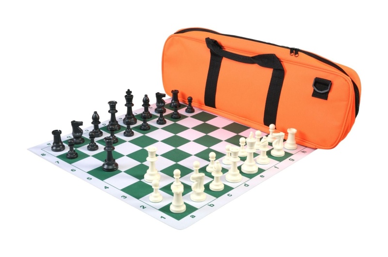 Deluxe Chess Set Combination And Single Weighted Regulation Pieces | Thin Mousepad Chess Board | Deluxe Bag
