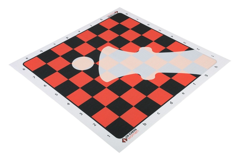 Us Chess Women - Full Color Thin Mousepad Chess Board - Red/Black Queen