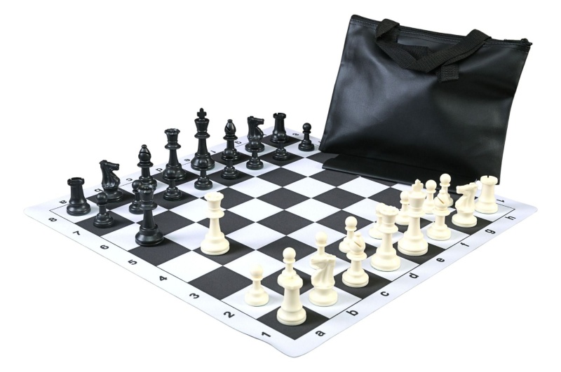 Standard Chess Set Combination With Thin Mousepad Board - Triple Weighted Regulation Pieces | Thin Mousepad Chess Board | Standard Bag