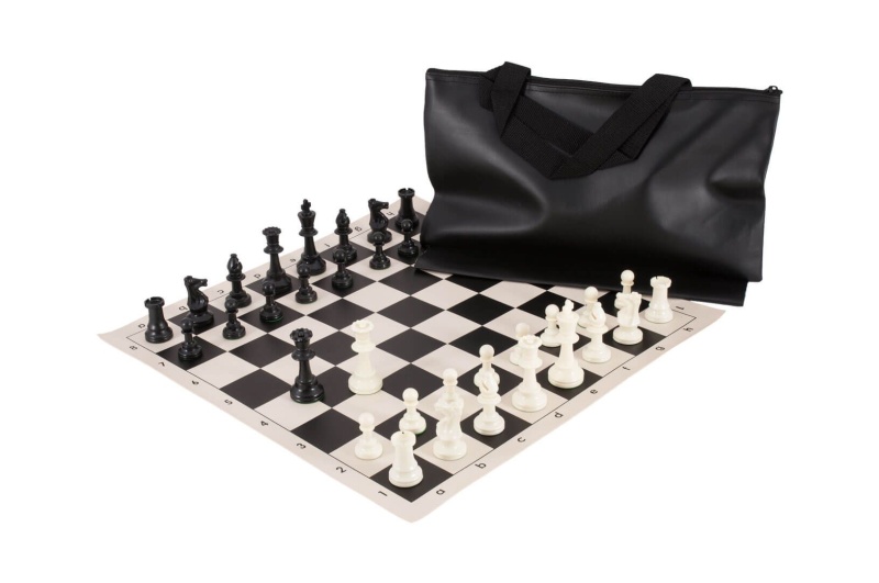 Superior Chess Set Combination - Triple Weighted Regulation Pieces | Vinyl Chess Board | Superior Bag