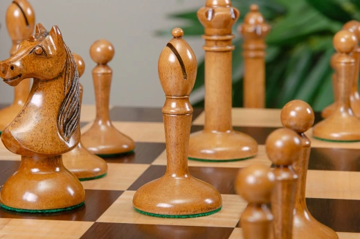 Reproduced 1910 Circa Lasker–Schlechter World Championship Chessmen in  Genuine Ebony Wood & Boxwood - 4.4 King