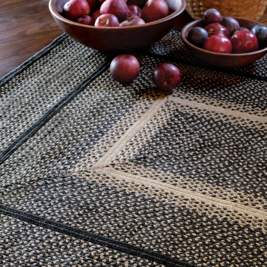 Manchester Black Jute Braided Rectangular Rugs Homespice Decor 10" X 10" Sample Manchester Jute Braided Rug