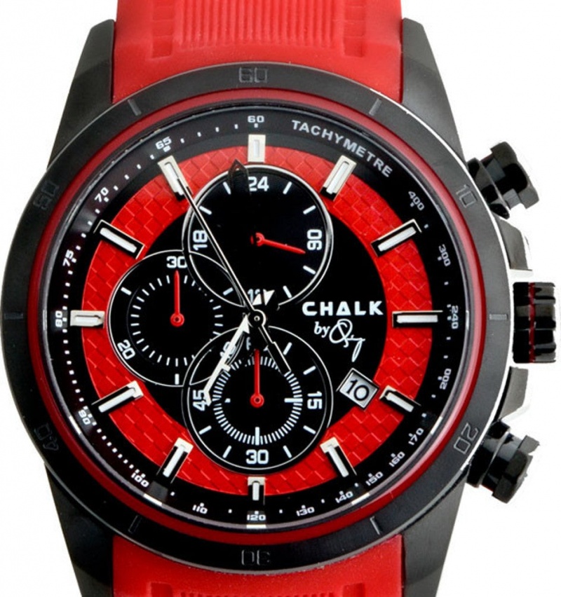 Chalk Quincy Blzr 46Mm Watch Black Stainless Steel Ip Case Red Black Accent Dial - Default Title