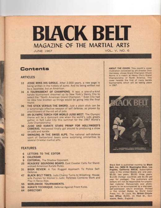 Black Belt Magazine June 1967 Volume 5 #6 *Collectible* - Physical