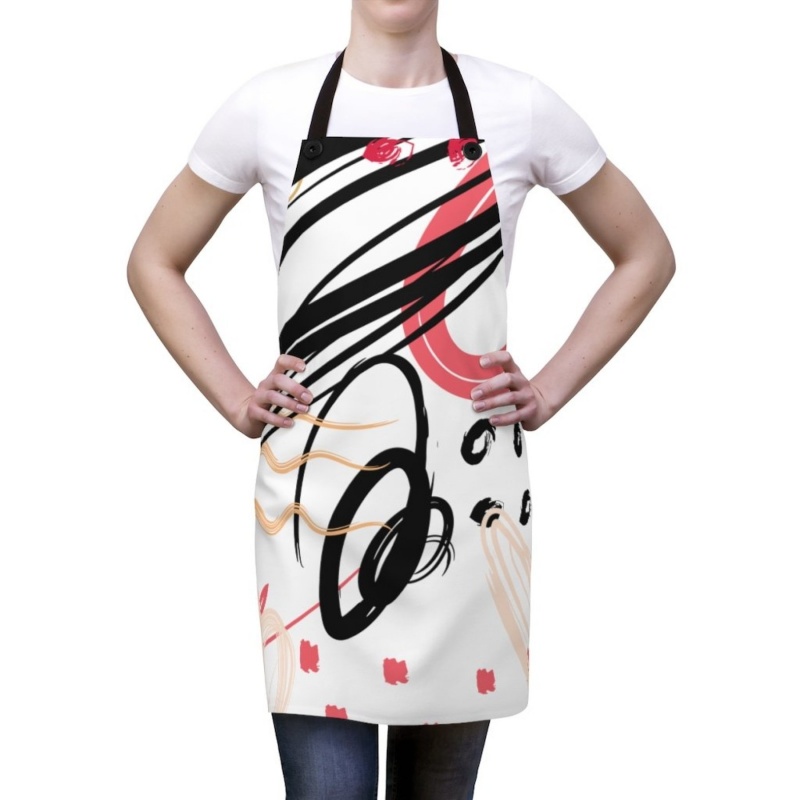 Unisex Apron Abstract Black Pink Gold Circular Design - Buy Online Now!