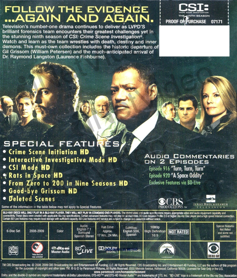 Csi - Crime Scene Investigation - The Ninth Season (Blu-Ray) - Used
