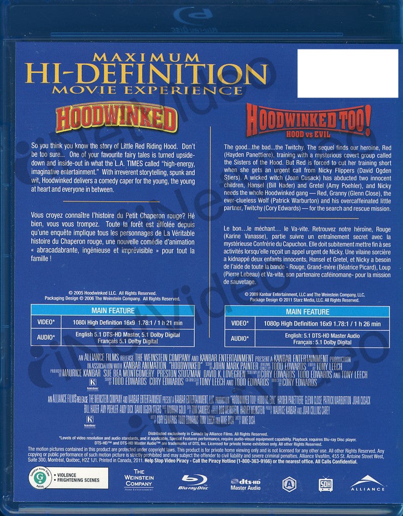 Hoodwinked / Hoodwinked Too! Hood Vs. Evil (Bilingual) (Double Feature) (Blu-Ray)