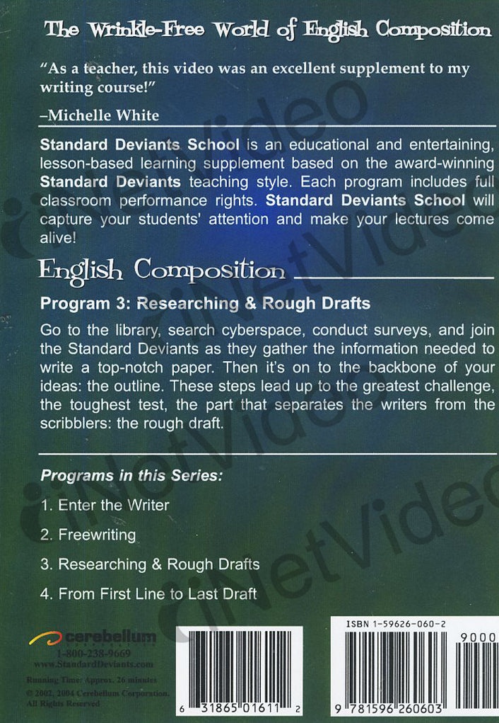 Standard Deviants School - English Composition - Program 3 - Researching And Rough Drafts