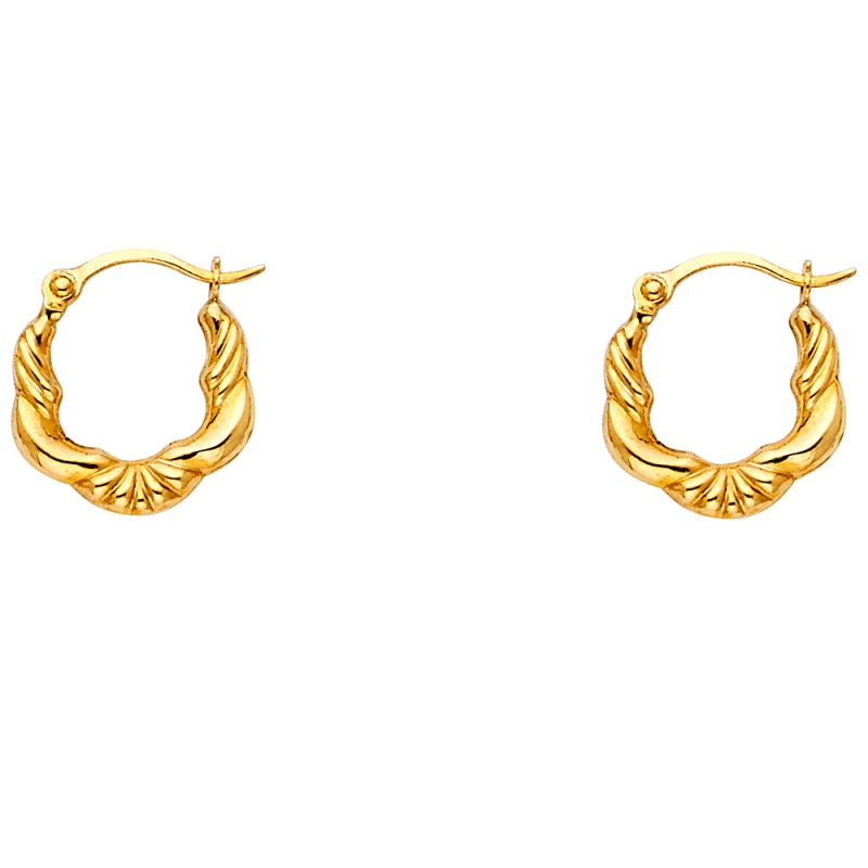 14K Gold Fancy Hollow Hoops