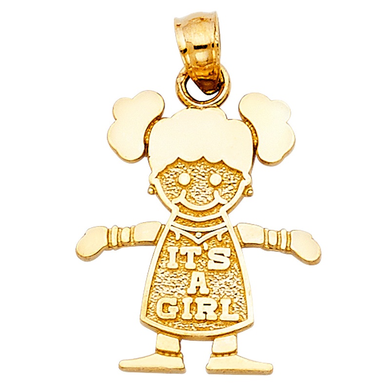 14K Gold Girl Charm Pendant