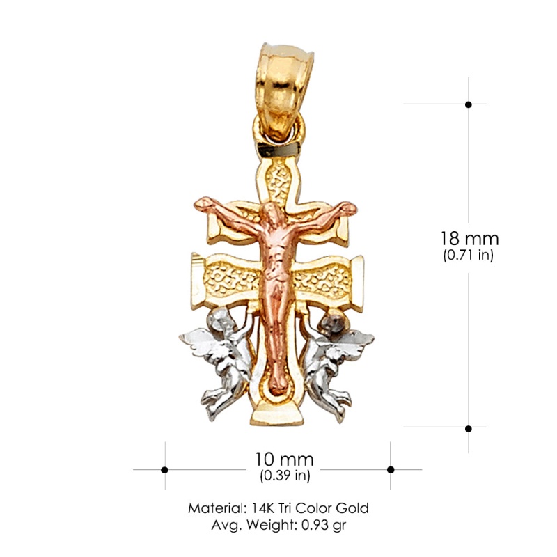 14K Gold Jesus Crucifix Cross Of Caravaca Religious Pendant
