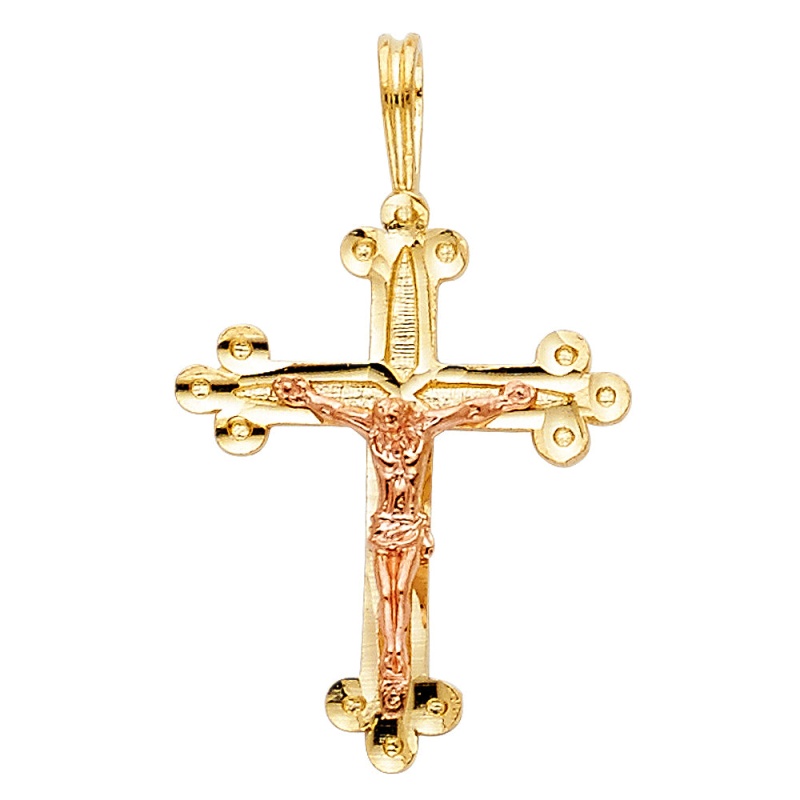 14K Gold Religious Crucifix Charm Pendant
