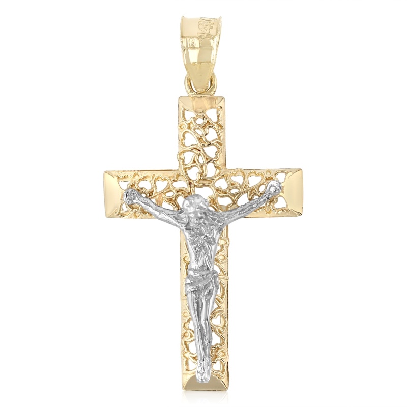 14K Gold Jesus Crucifix Cross Religious Pendant