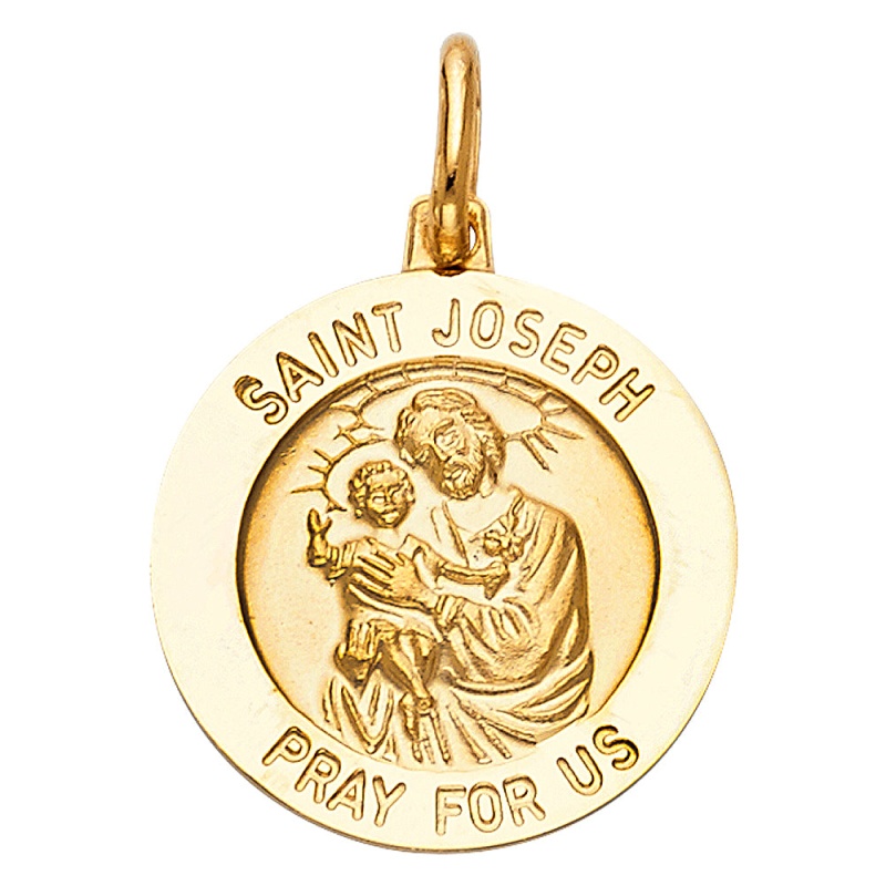 14K Gold St. Joseph Religious Pendant