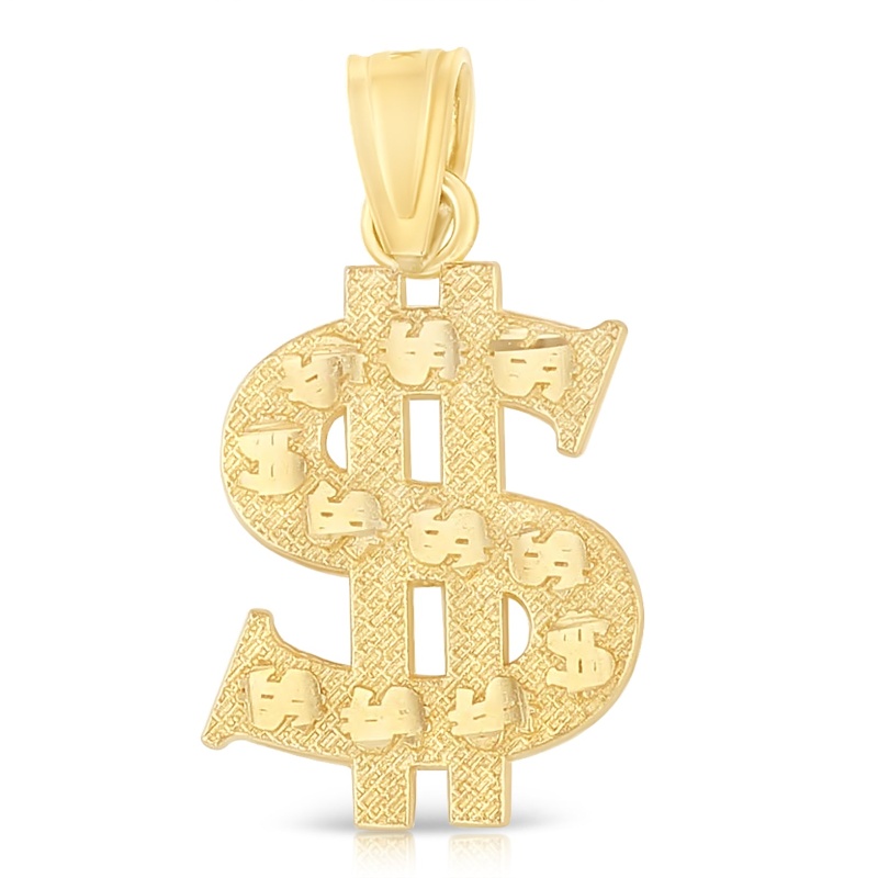 14K Gold Dollar Sign Charm Pendant