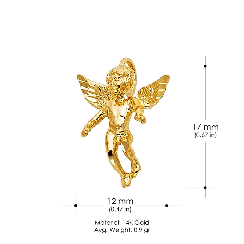 14K Gold Angel Religious Charm Pendant
