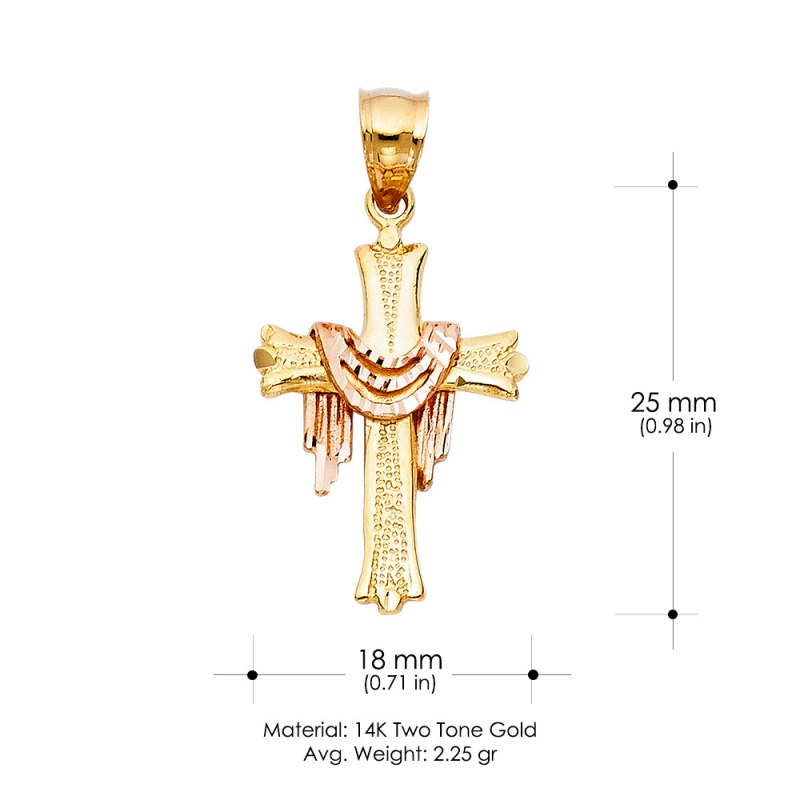 14K Gold Religious Cross Charm Pendant