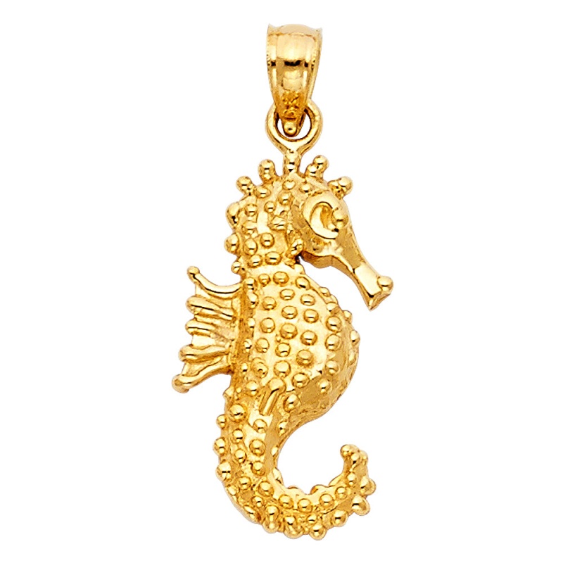 14K Gold Sea Horse Charm Pendant