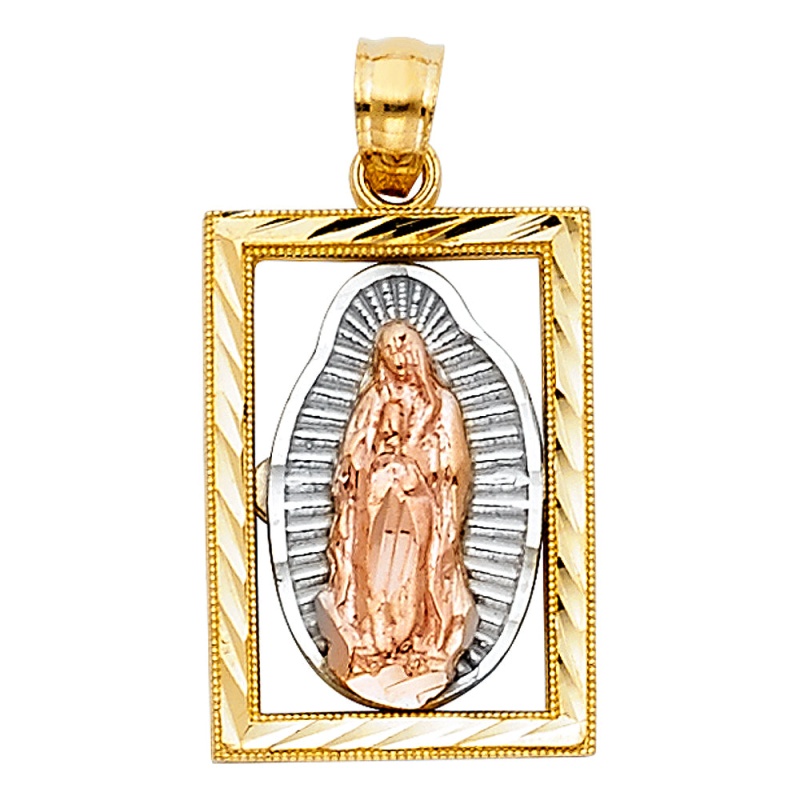14K Gold Religious Guadalupe Charm Pendant