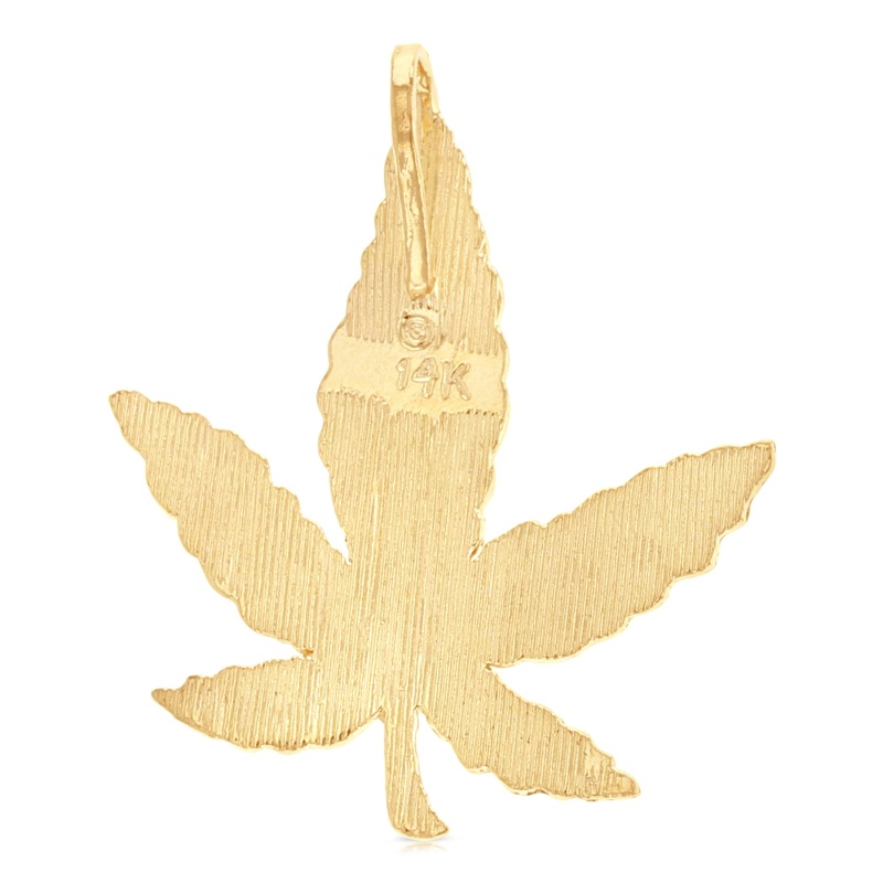 14K Gold Marijuana Leaf Charm Pendant