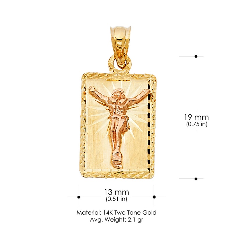 14K Gold Religious Crucifix Stamp Charm Pendant
