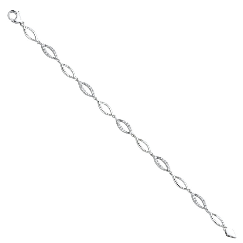 14K Solid Gold Cz Bracelet - 7.5'