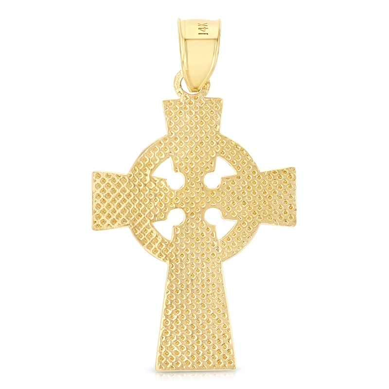 14K Gold Celtic Cross Religious Pendant