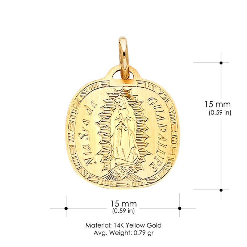 14K Gold Guadalupe Religious Pendant