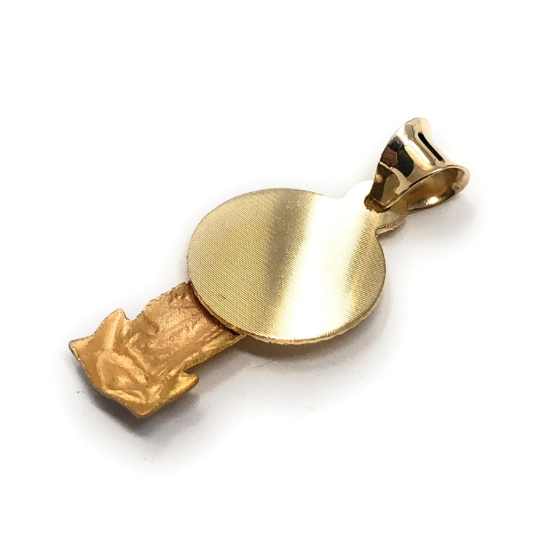 14K Gold Diamond Cut Guadalupe Stamp Religious Pendant