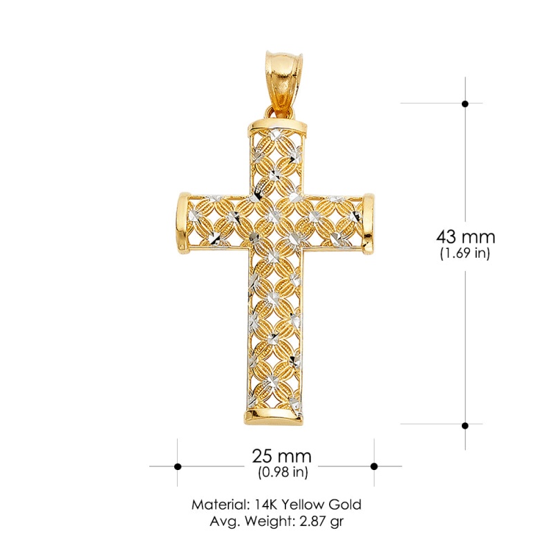 14K Gold Cross Religious Charm Pendant