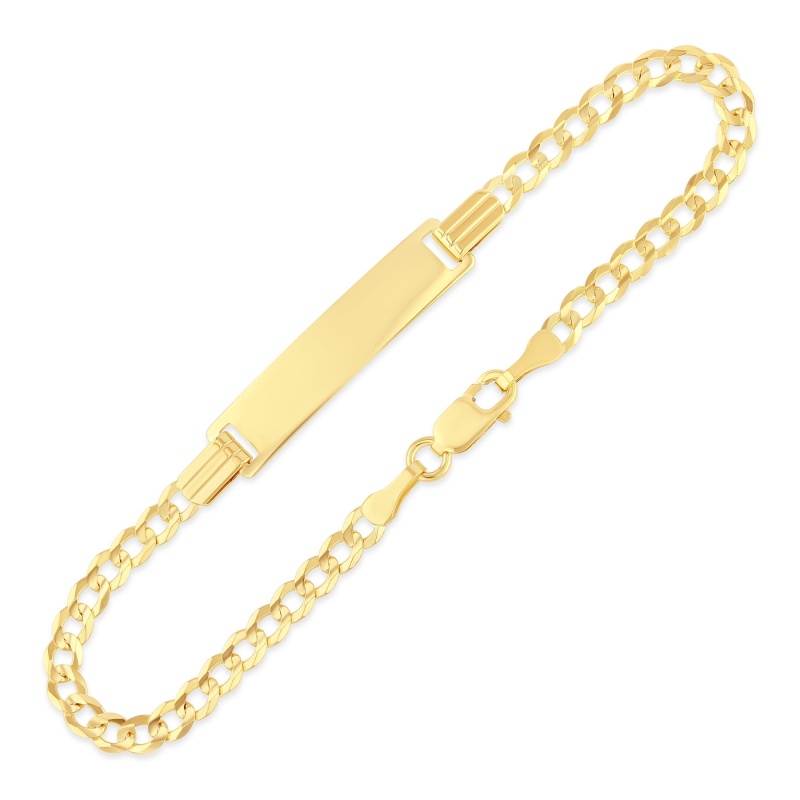 14K Solid Gold Cuban Baby Id Bracelet - 6'