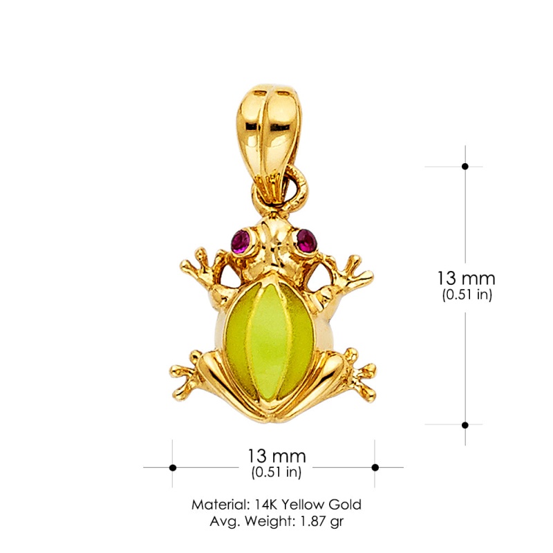 14K Gold Frog Charm Pendant