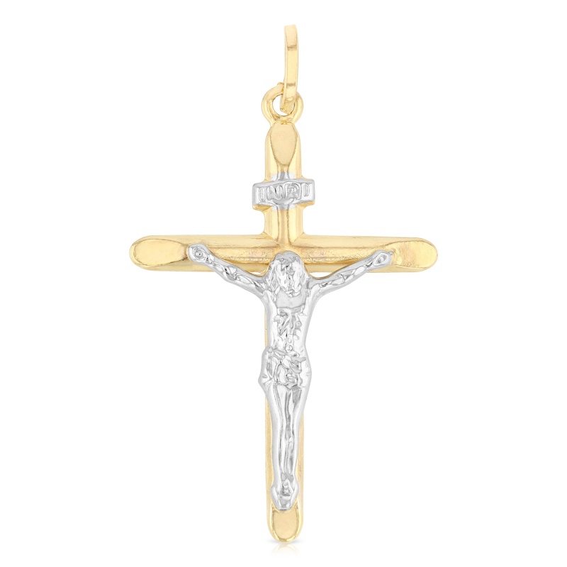 14K Gold Crucifix Cross Religious Pendant