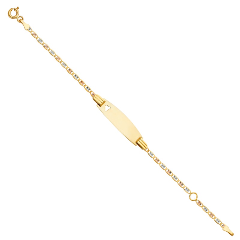 14K Gold Valentino Star Dc Oval Id With Heart Bracelet - 5+1'