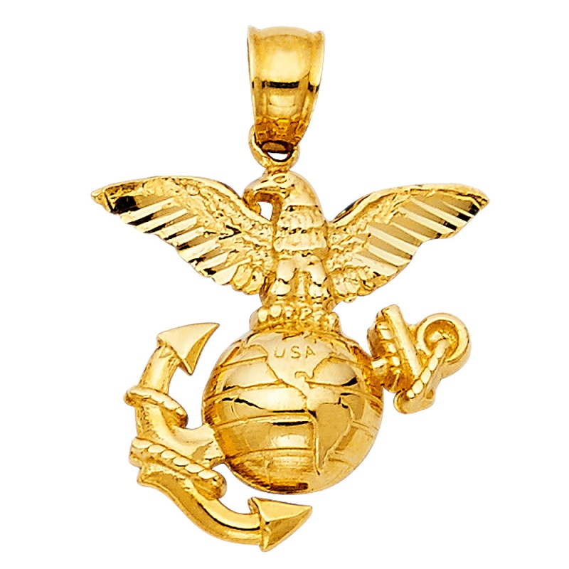 14K Gold Usa Logo Charm Pendant