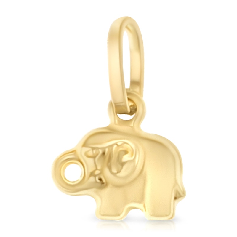 14K Gold Elephant Strength & Luck Charm Pendant