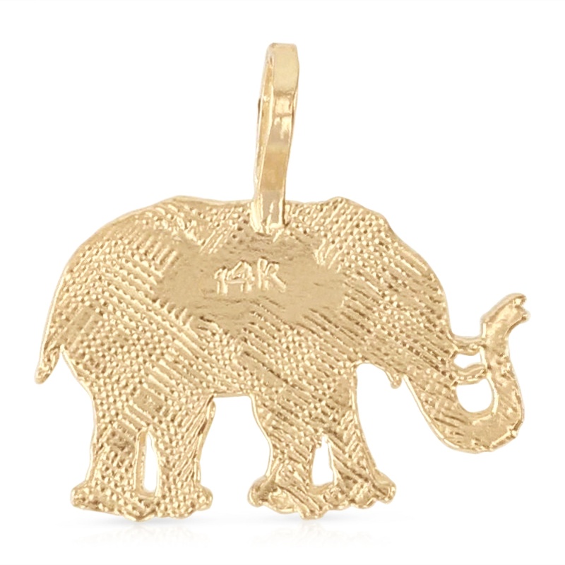 14K Gold Elephant Charm Pendant