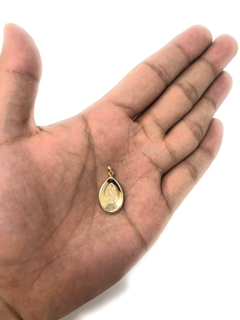 14K Gold Guadalupe Religious Pendant